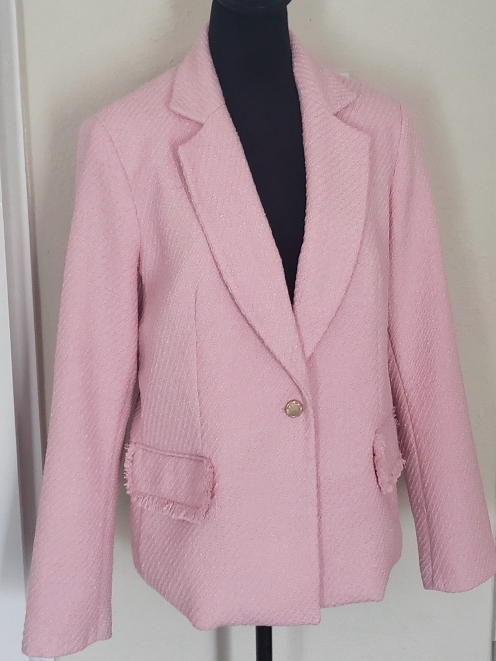 Pink Tweed Blazer Jacket